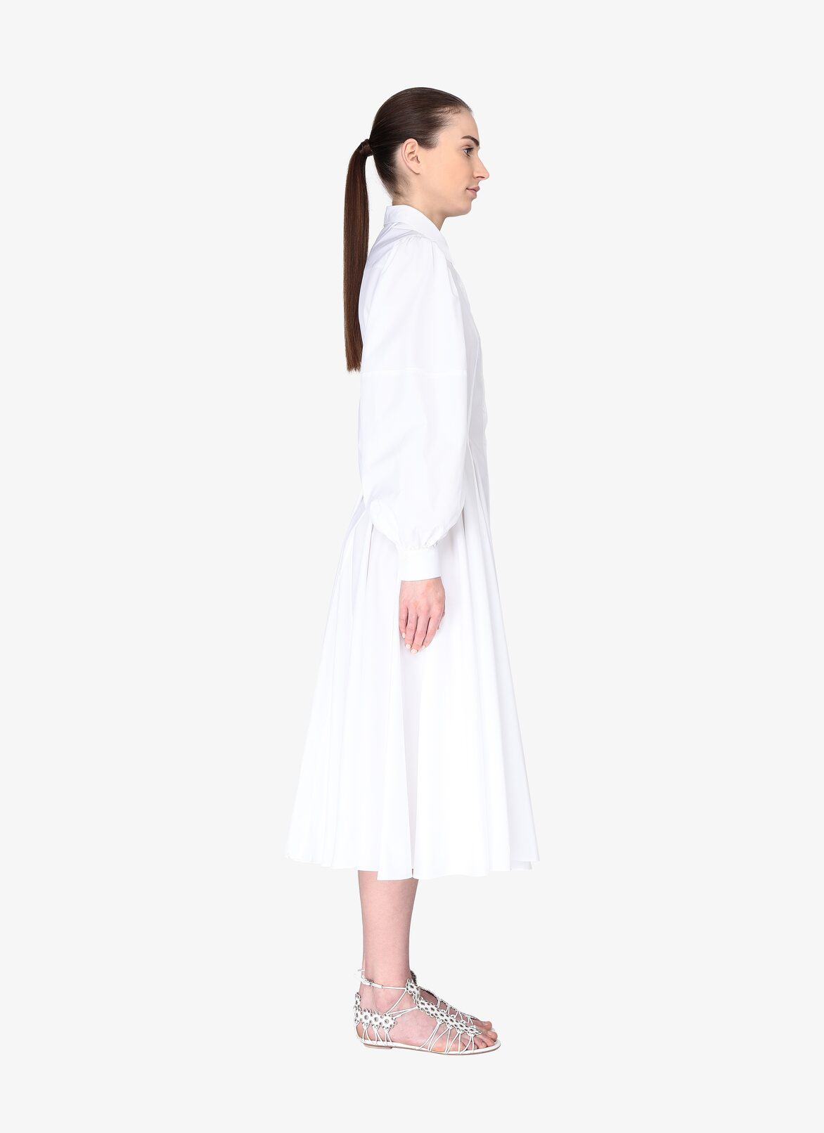 LONG SLEEVE DRESS POPELINE JAPONAISE WHITE ALAÏA WHITE  LONG SLEEVE DRESS POPELINE JAPONAISE WHITE